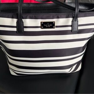 Kate Spade Black and White Striped Tote